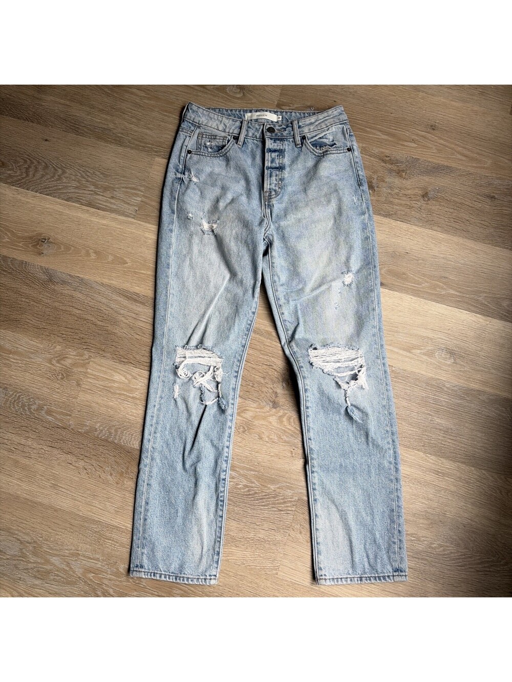 Hidden 27 (4) Tracey High Rise Straight Women’s Distressed Jeans Button Fly